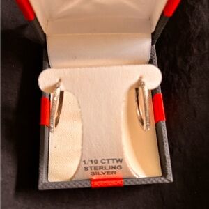 Sterling silver earrings diamond in box